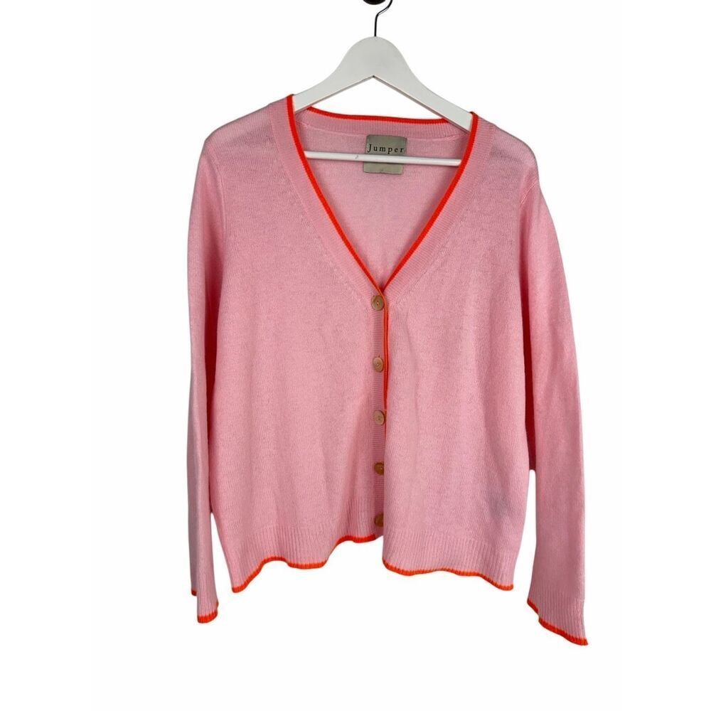 Jumper 1234 Cashmere Cardigan Pale Pink Neon Orange U.S. Size 8 MENDED
